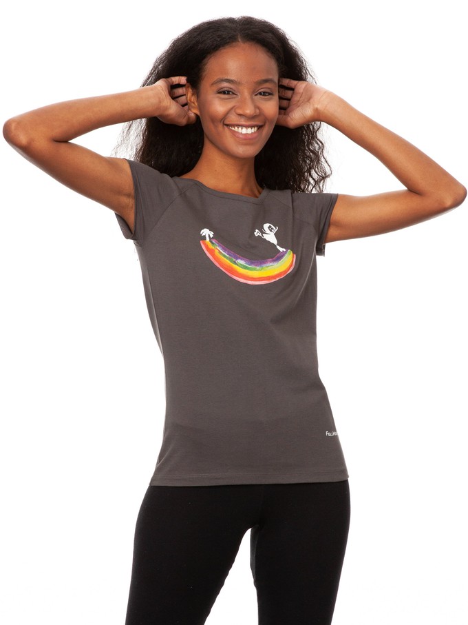 Rainbow girl cap sleeve dark grey from FellHerz T-Shirts - bio, fair & vegan