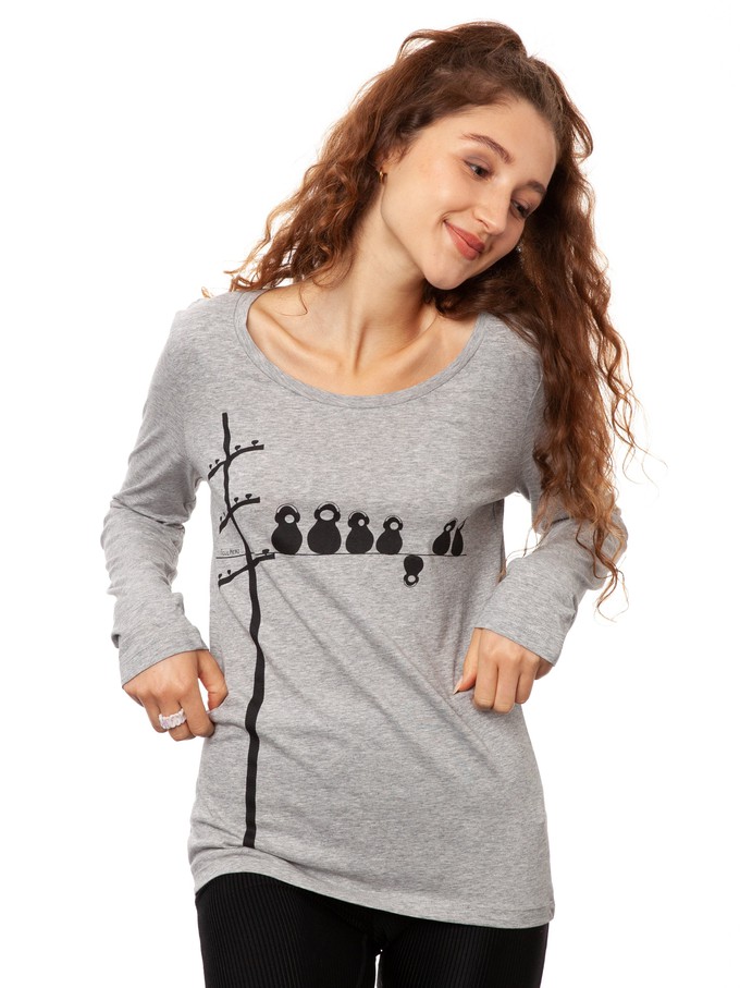 Make some noise long sleeve heather grey from FellHerz T-Shirts - bio, fair & vegan