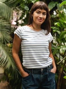 Cap Sleeve striped white blue via FellHerz T-Shirts - bio, fair & vegan