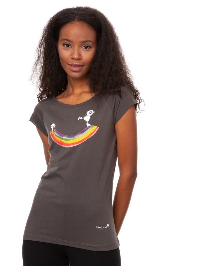 Rainbow girl Cap Sleeve dark grey from FellHerz T-Shirts - bio, fair & vegan