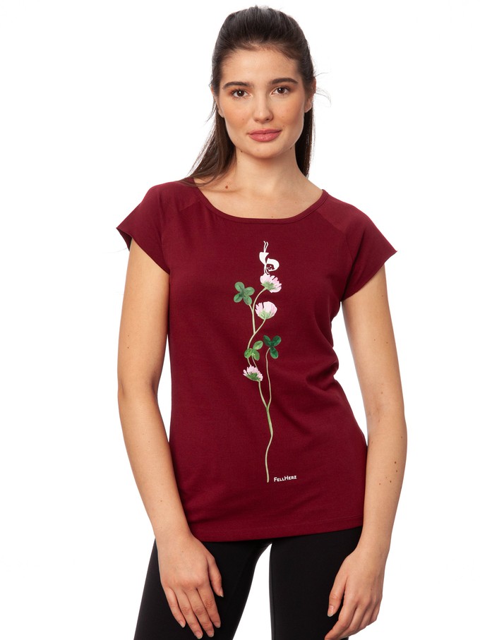 Lucky Clover Cap Sleeve ruby from FellHerz T-Shirts - bio, fair & vegan