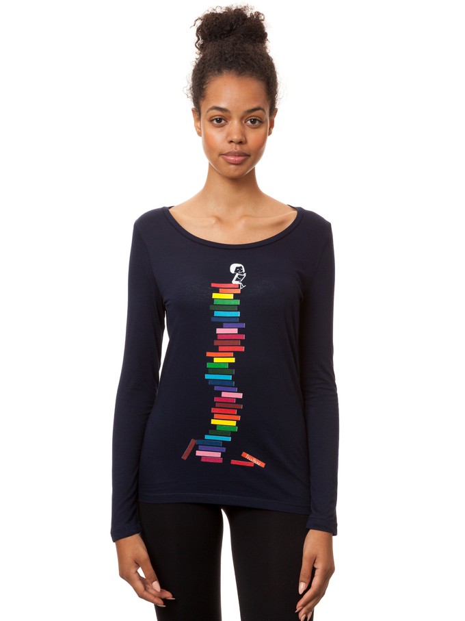 Books Girl Longsleeve navy from FellHerz T-Shirts - bio, fair & vegan