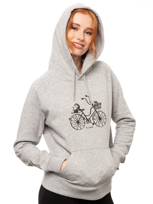 Fahrrad-Mädchen Hoodie Heather Grey from FellHerz T-Shirts - bio, fair & vegan