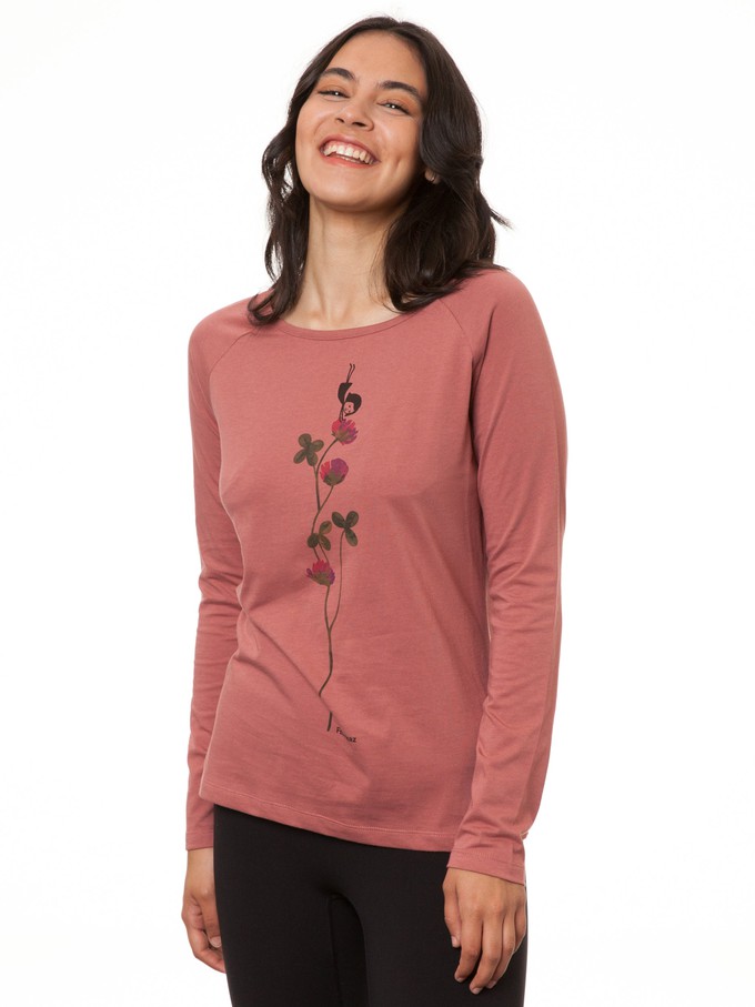 Raglan Longsleeve Glücksklee canyan rose from FellHerz T-Shirts - bio, fair & vegan