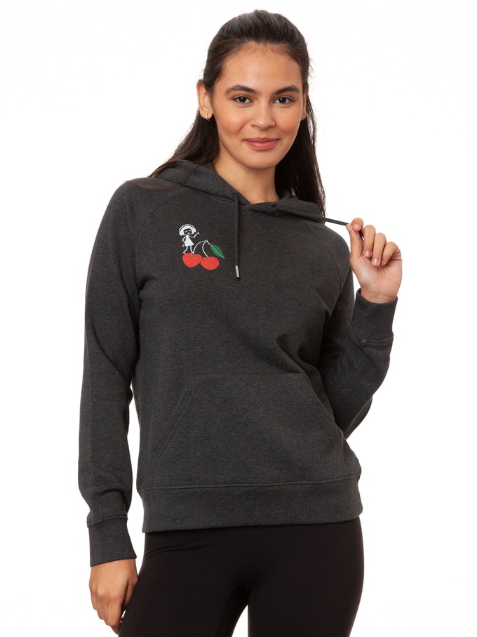 Cherry Dance Girl Hoodie dark heather grey from FellHerz T-Shirts - bio, fair & vegan