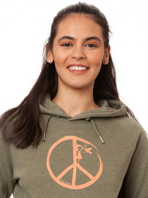 Peace Hoodie heather khaki from FellHerz T-Shirts - bio, fair & vegan