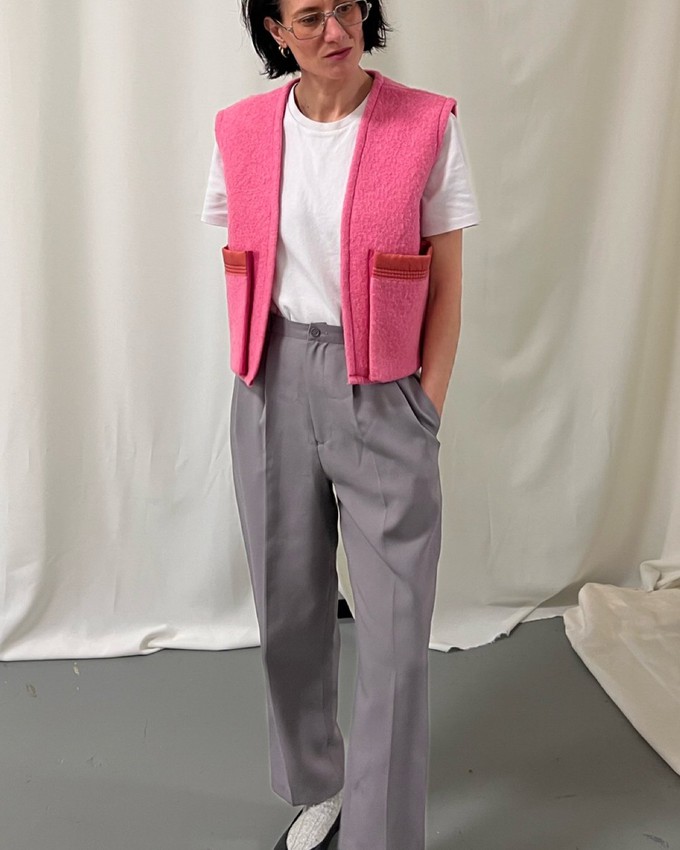 Our "PINK ROSE " Wool Blanket made VEST - S from Fitolojio Workshop