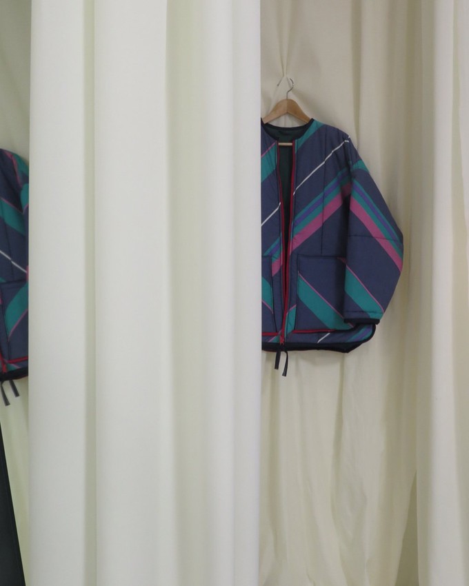 Our "LISA'S STRIPES"  Reversible Blanket Made COAT - M/L from Fitolojio Workshop