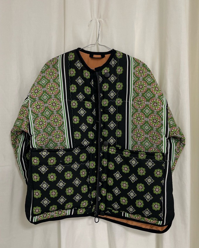 Our "GREEN PAISLEY "  Reversible Blanket Made COAT - XS/S from Fitolojio Workshop