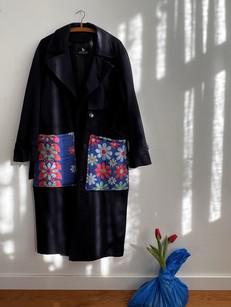 The "BLUE FLOWERS " - Beautified/Edited Trench Coat - One Size via Fitolojio Workshop