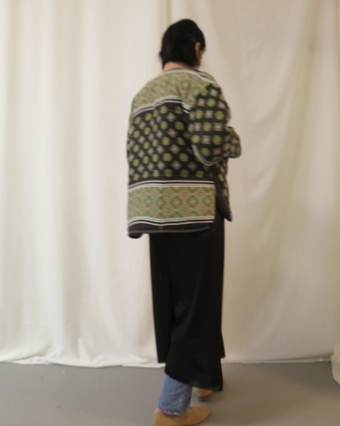 Our "GREEN PAISLEY "  Reversible Blanket Made COAT - XS/S from Fitolojio Workshop