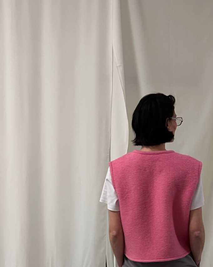 Our "PINK ROSE " Wool Blanket made VEST - S from Fitolojio Workshop
