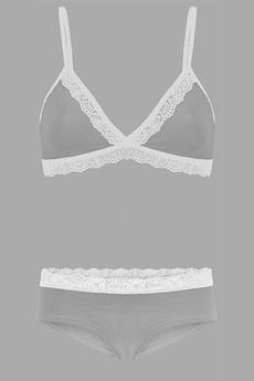 Set: Bio bra + hipster panties Spitze, mud grey van Frija Omina
