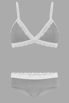 Set: Bio bra + hipster panties Spitze, mud grey via Frija Omina