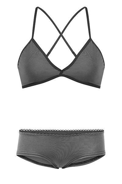 Set: Bio bra + hipster panties, antracite from Frija Omina