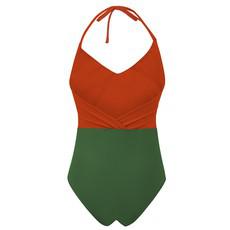 Recycling swimsuit Swea rust + olive (green) via Frija Omina