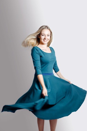 Organic dress Vrida, smaragd/ blue from Frija Omina