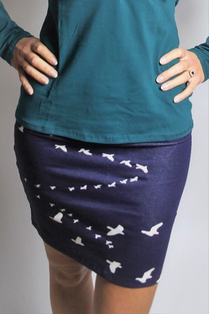 Organic skirt Snoba, blue / birds from Frija Omina