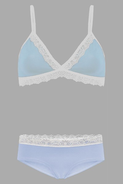 Set: Bio bra + hipster panties Spitze,  light blue from Frija Omina