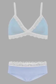 Set: Bio bra + hipster panties Spitze, light blue via Frija Omina