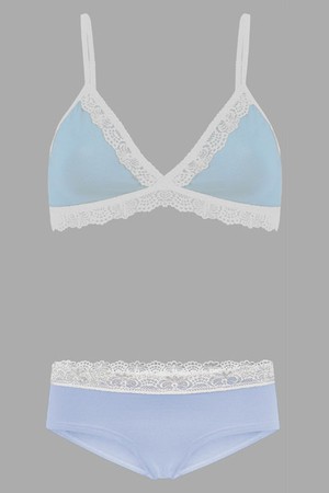 Set: Bio bra + hipster panties Spitze, light blue from Frija Omina