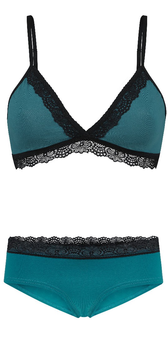 Set: Bio bra + panties "Spitze" teal from Frija Omina