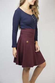 Organic skirt elle lang, aubergine via Frija Omina