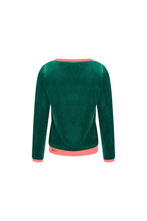 Organic jumper "Onne", velour velvet dark green / pink from Frija Omina