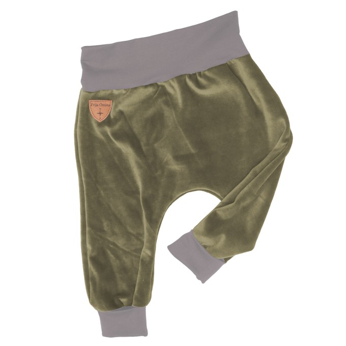 Organic velour pants Hygge mini with growth adaption, olive (green) from Frija Omina