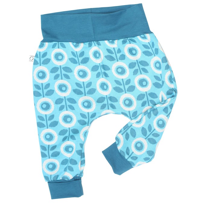Jaquard baggy trousers Jacki with growth adaption, Daisy teal from Frija Omina