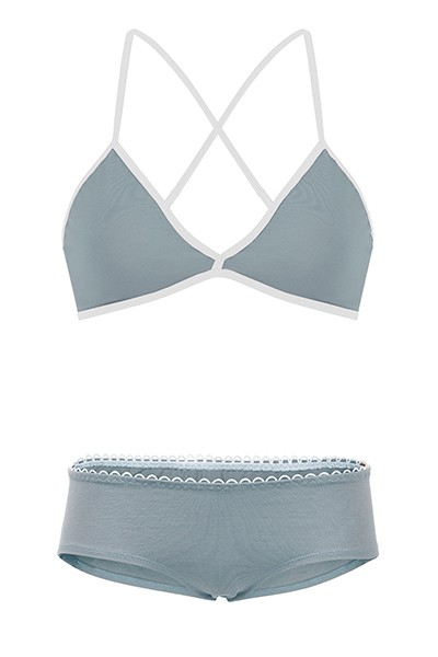 Set: Bio bra + hipster panties, grey from Frija Omina