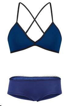 Set: Bio bra + hipster panties, dark blue via Frija Omina