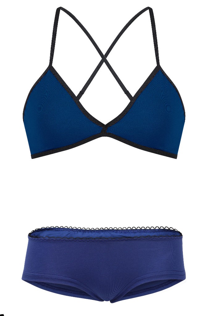 Set: Bio bra + hipster panties, dark blue from Frija Omina