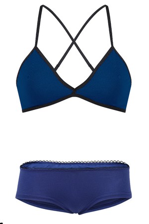 Set: Bio bra + hipster panties, dark blue from Frija Omina