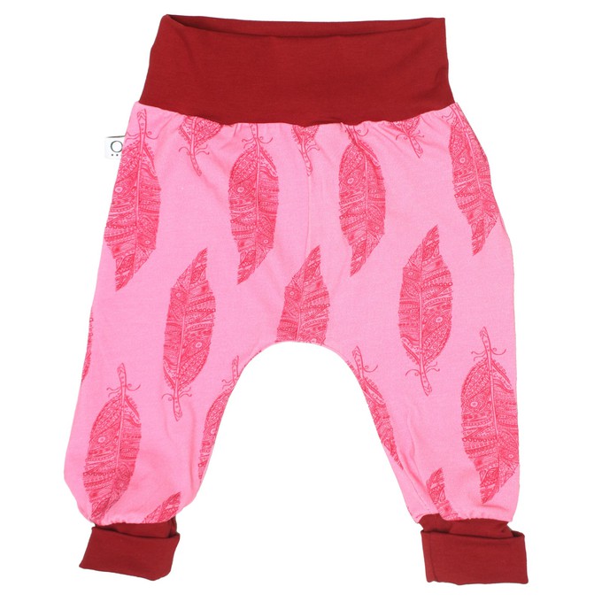 Light jersey baggy trousers with growth adaption, leafs pink from Frija Omina