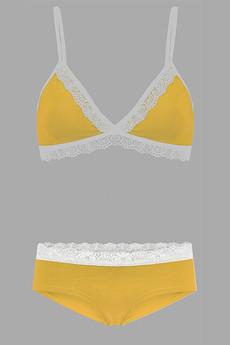 Set: Bio bra + hipster panties Spitze, saffron via Frija Omina