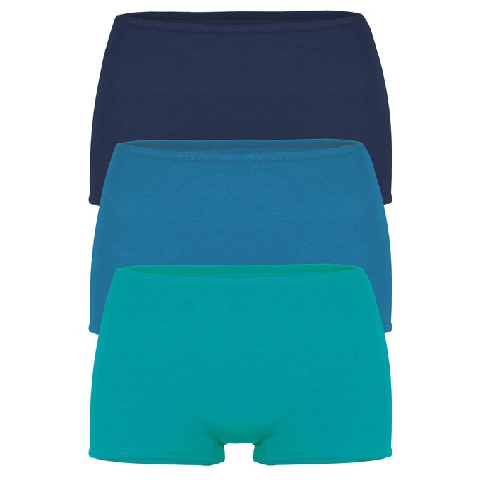 set of 3 organic panties Erna Lake: Indico blue, bluebottle, turquoise from Frija Omina