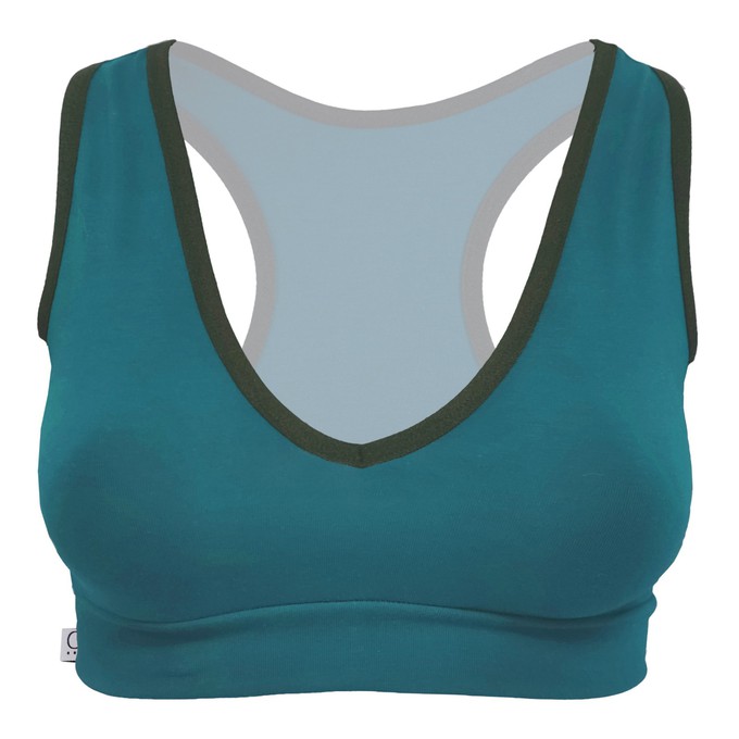 Organic sports top Athla teal (blue) from Frija Omina