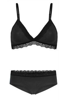 Set: Bio bra + hipster panties Spitze, black via Frija Omina