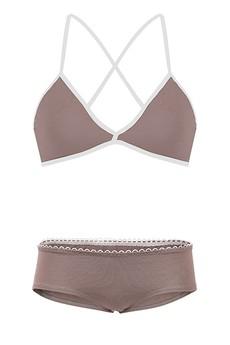 Set: Bio bra + hipster panties, taupe via Frija Omina