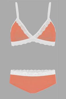 Set: Bio bra + hipster panties Spitze, sorbet via Frija Omina