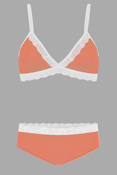 Set: Bio bra + hipster panties Spitze, sorbet from Frija Omina