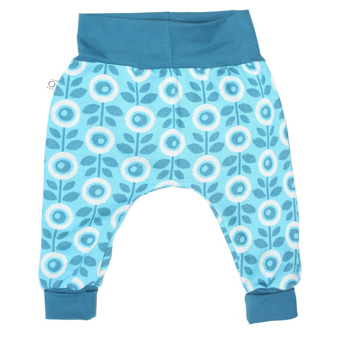Jaquard baggy trousers Jacki with growth adaption, Daisy teal from Frija Omina