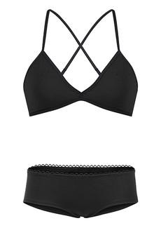 Set: Bio bra + hipster panties, black via Frija Omina