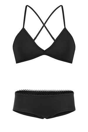 Set: Bio bra + hipster panties, black from Frija Omina