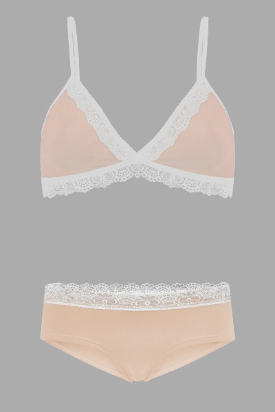 Set: Bio bra + hipster panties Spitze, nude from Frija Omina