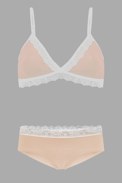 Set: Bio bra + hipster panties Spitze, nude from Frija Omina