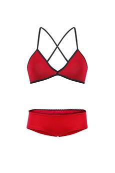 Set: Bio bra + hipster panties, red hot chilli via Frija Omina