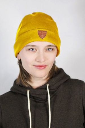 Sustainable beanie hat Basel, saffron from Frija Omina