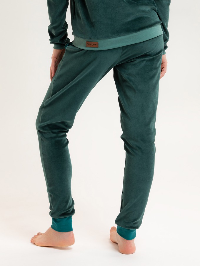 Organic velour pants Hygge smaragd (green) / pine (green) from Frija Omina